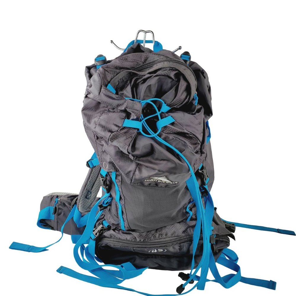 High Sierra Unisex Adult Black Blue Camping Hiking Trail 45L Backpack